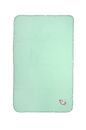 DIMcol Κουβέρτα Πικέ Με Κέντημα bebe Unicorn 190 100X160 Mint 100% Cotton