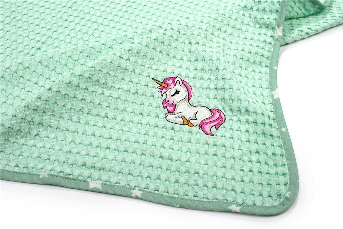 DIMcol Κουβέρτα Πικέ Με Κέντημα bebe Unicorn 190 80X110 Mint 100% Cotton - Image 2