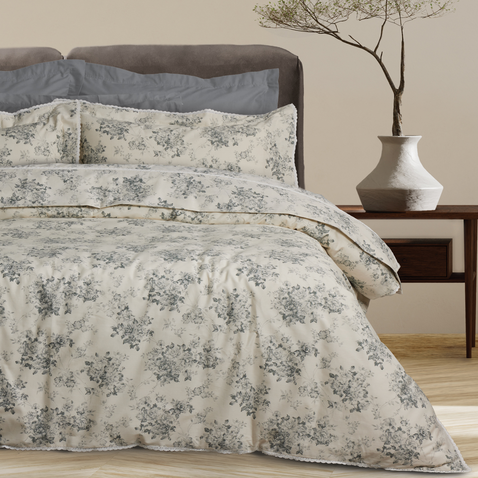 Das Home Παπλωματοθηκη Σετ Υπερδιπλη 220x240 Prestige 1712 Grey - Ivory - Image 2