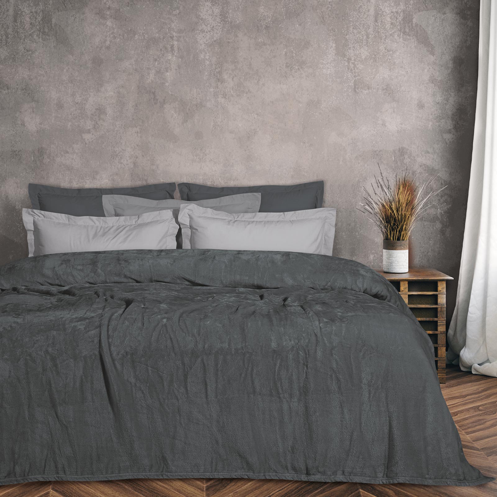 Das Home Κουβερτα Velour Fleece Υπερδιπλη 1343 Γραφίτης Γραφίτης - Image 3