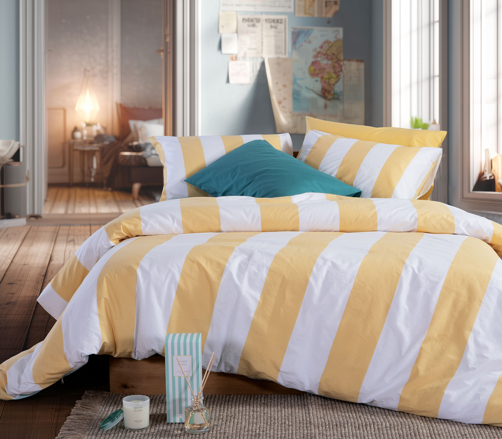 ΣΕΤ ΣΕΝΤΟΝΙΑ ΜΟΝΑ CASUAL VERTIA YELLOW ΜΕ ΛΑΣΤΙΧΟ NEF-NEF HOMEWARE