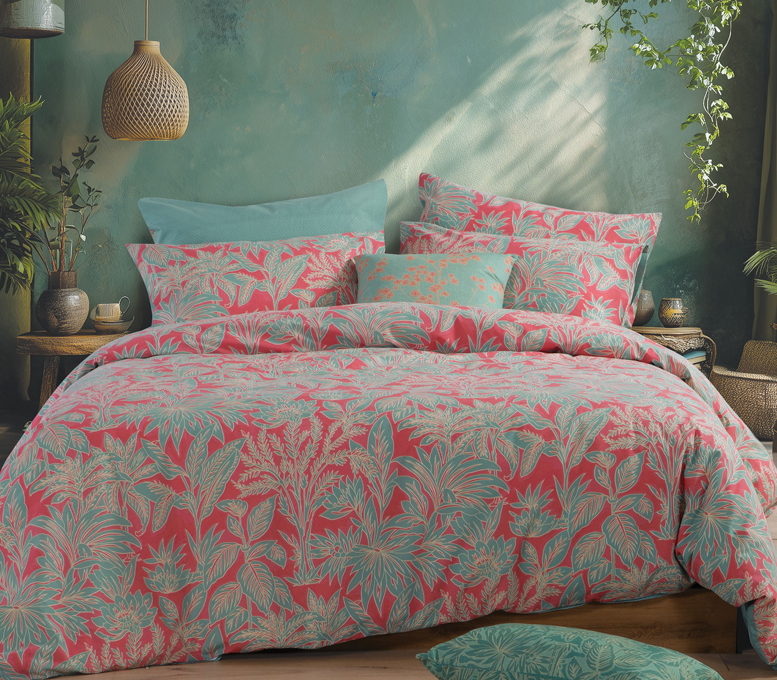 Nef-Nef Homeware Σετ Σεντόνια Υπέρδιπλα Charisma 240x270 GREEN/CORAL