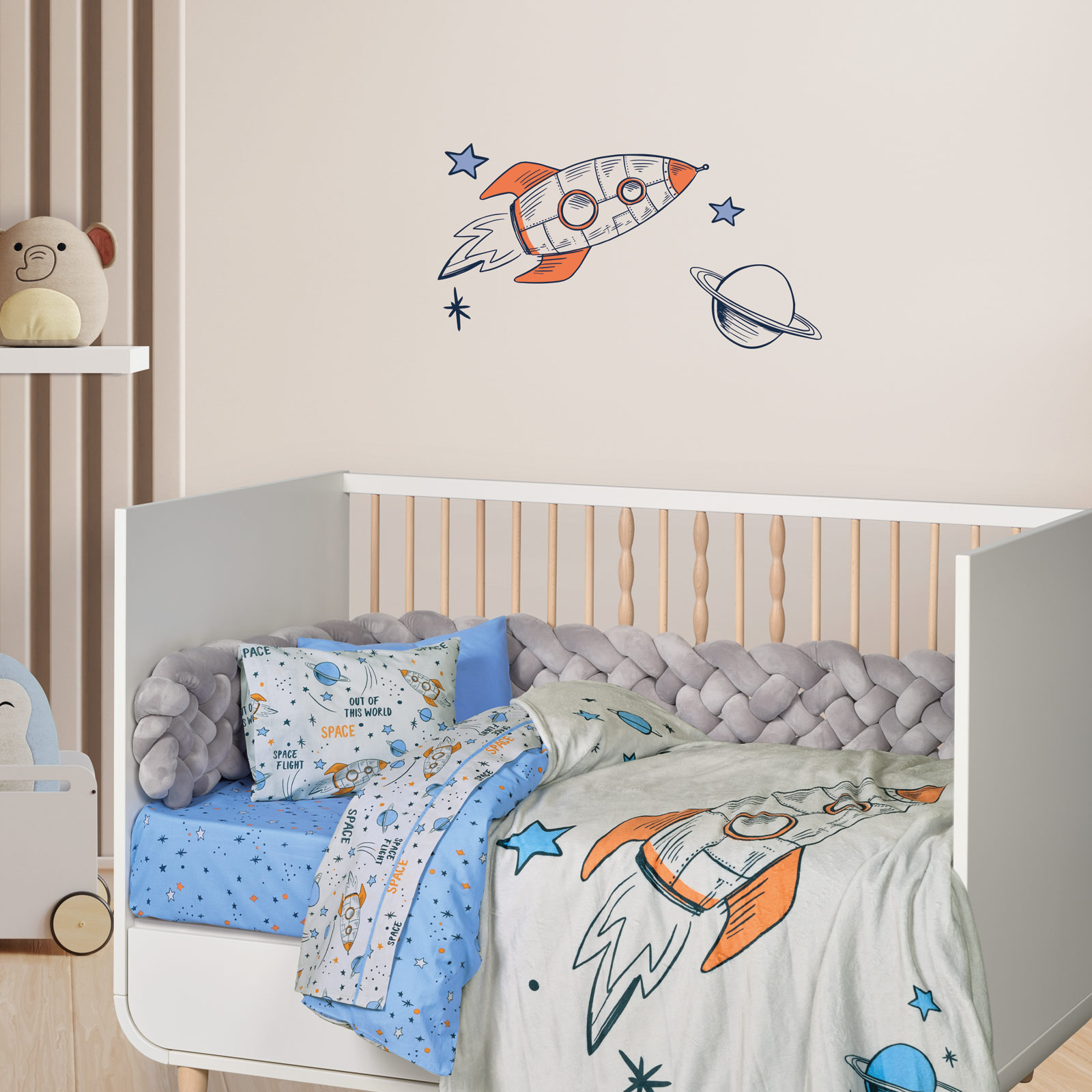 Das Baby Κουβερτα Fleece 80X110 Baby Fun 4912 Blue - Grey - Orange Blue - Grey - Orange - Image 5