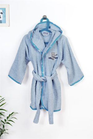DIMcol Μπουρνούζι Με Κέντημα kids Aviator 183 Sky Blue % Cotton