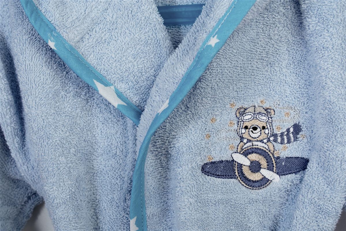 DIMcol Μπουρνούζι Με Κέντημα kids Aviator 183 Sky Blue % Cotton - Image 2