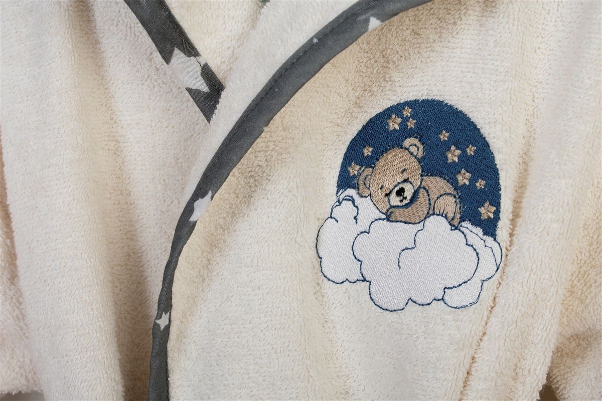 DIMcol Μπουρνούζι Με Κέντημα kids Cloudy Bear 177 Ecru-Grey % Cotton - Image 2