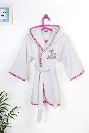 DIMcol Μπουρνούζι Με Κέντημα kids Deer 197 White-Pink % Cotton