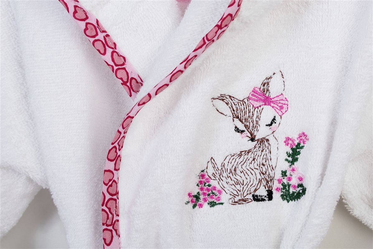 DIMcol Μπουρνούζι Με Κέντημα kids Deer 197 White-Pink % Cotton - Image 2