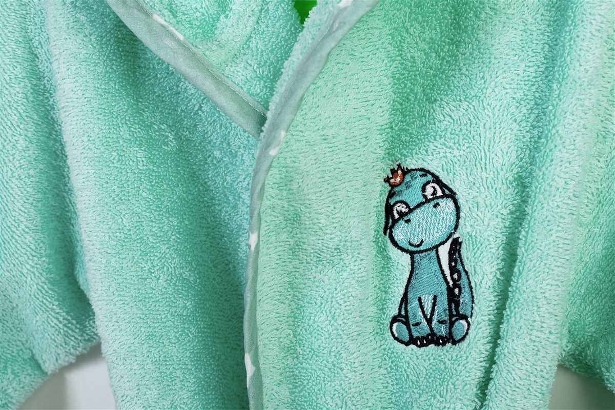 DIMcol Μπουρνούζι Με Κέντημα kids Dinosaur 182 Mint % Cotton - Image 2
