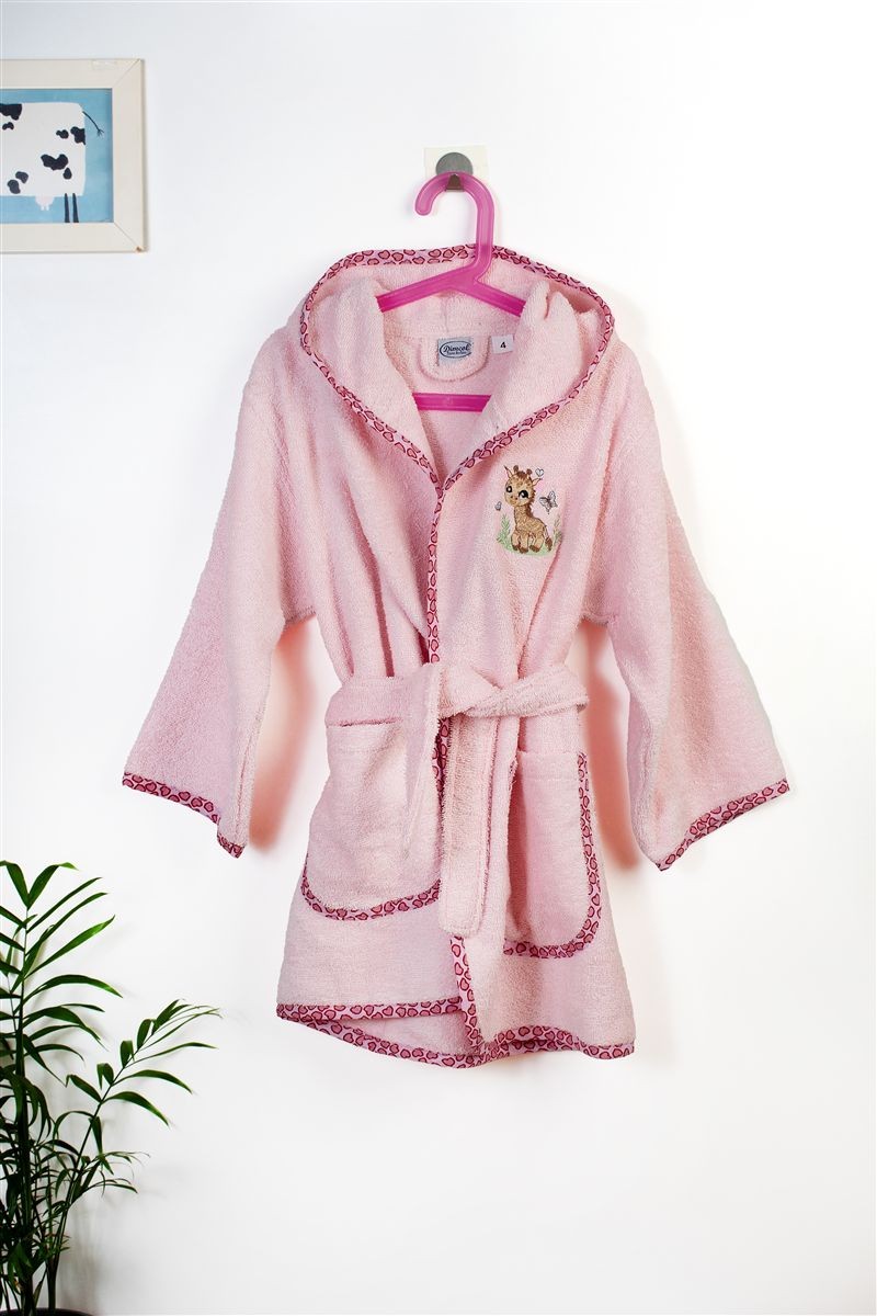 DIMcol Μπουρνούζι Με Κέντημα kids Giraffe 171 Pink % Cotton