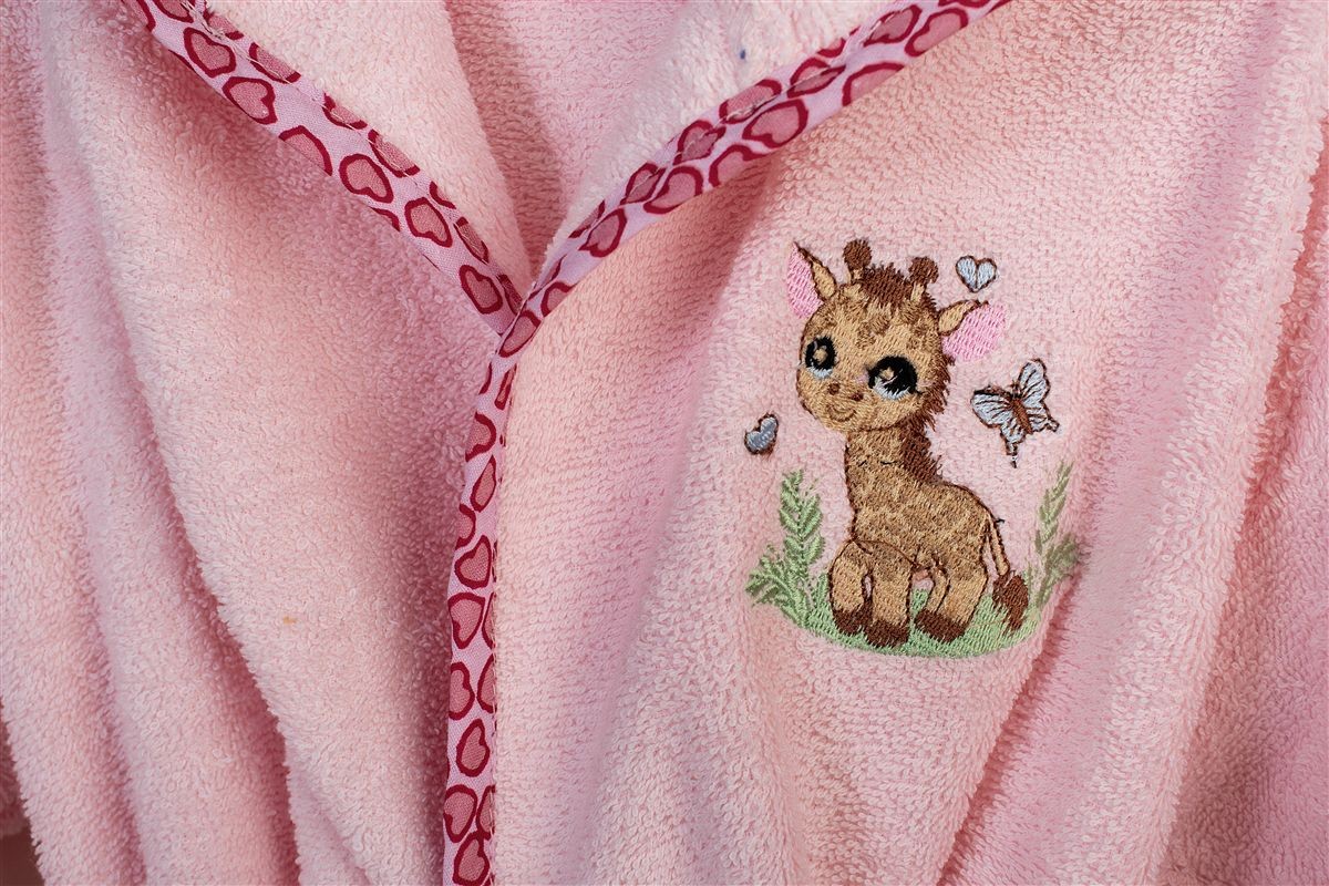 DIMcol Μπουρνούζι Με Κέντημα kids Giraffe 171 Pink % Cotton - Image 2