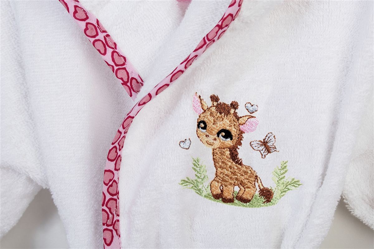DIMcol Μπουρνούζι Με Κέντημα kids Giraffe 172 White-Pink % Cotton - Image 2