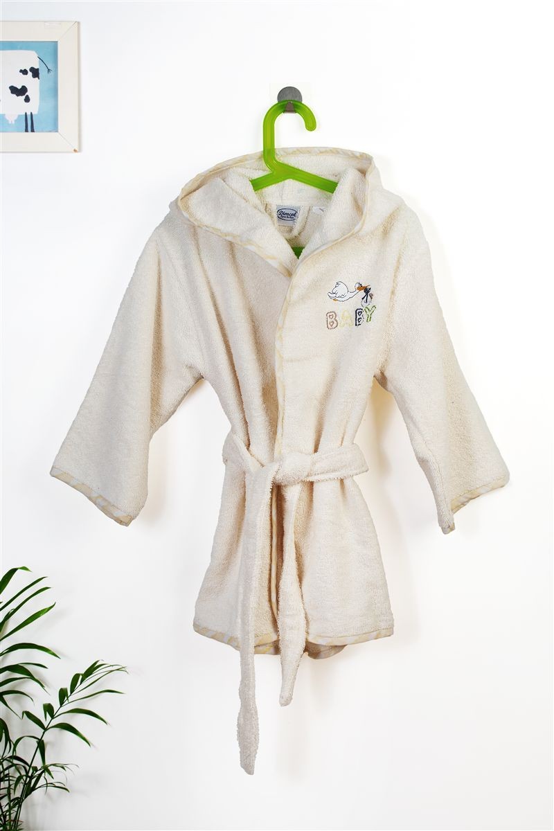 DIMcol Μπουρνούζι Με Κέντημα kids Stork 194 Ecru-Yellow % Cotton