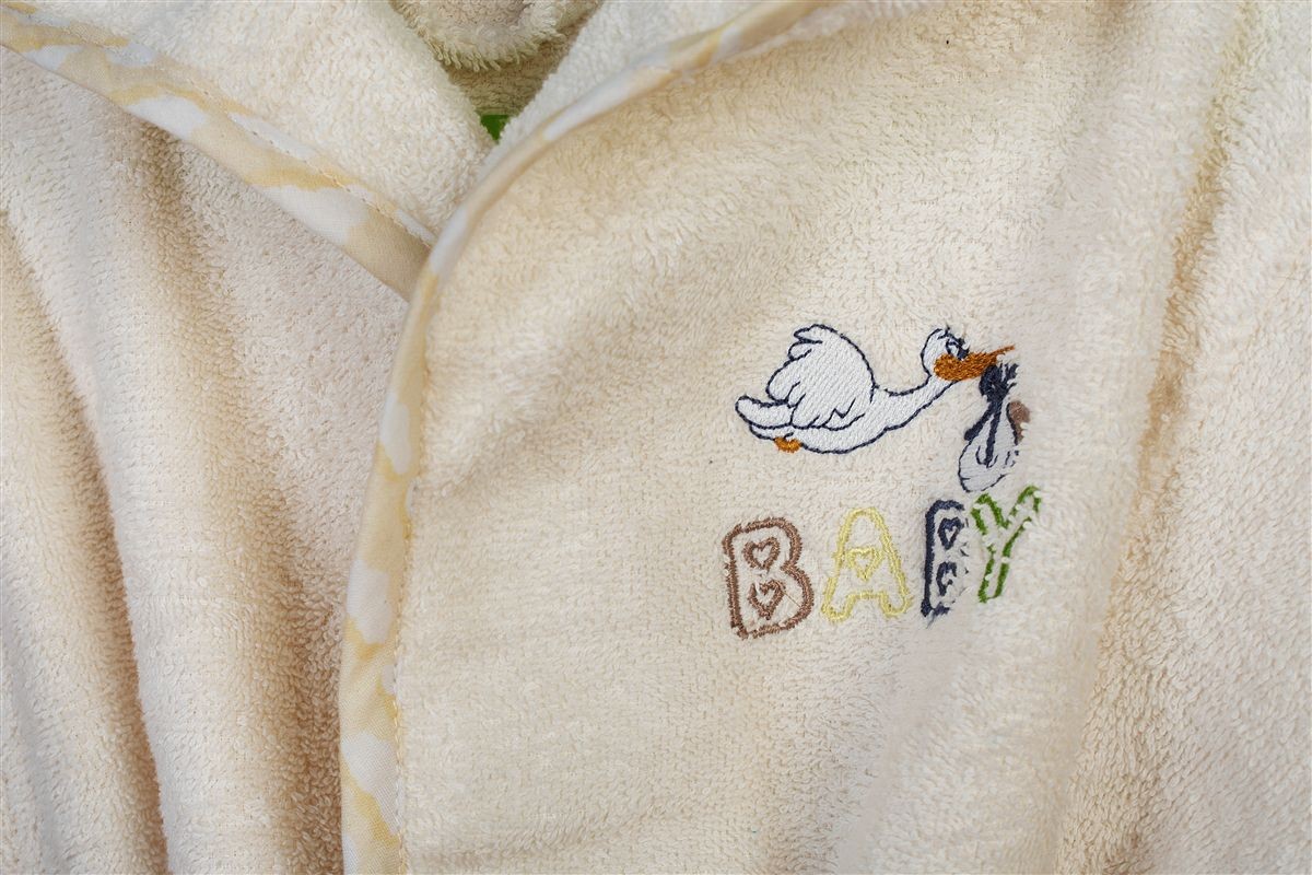 DIMcol Μπουρνούζι Με Κέντημα kids Stork 194 Ecru-Yellow % Cotton - Image 2