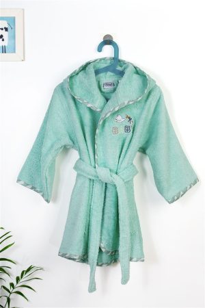 DIMcol Μπουρνούζι Με Κέντημα kids Stork 195 Mint % Cotton