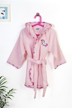 DIMcol Μπουρνούζι Με Κέντημα kids Unicorn 187 Pink % Cotton