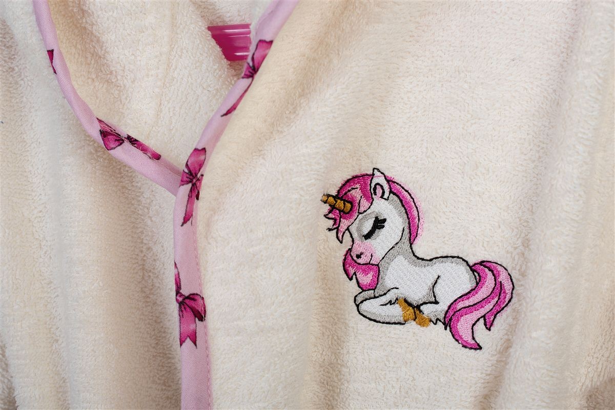 DIMcol Μπουρνούζι Με Κέντημα kids Unicorn 189 Ecru-Pink % Cotton - Image 2