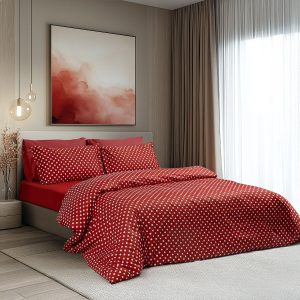 Beauty Home Σετ σεντόνια μονά με λάστιχο Art 10101 Fancy 110x200+30 Κόκκινο