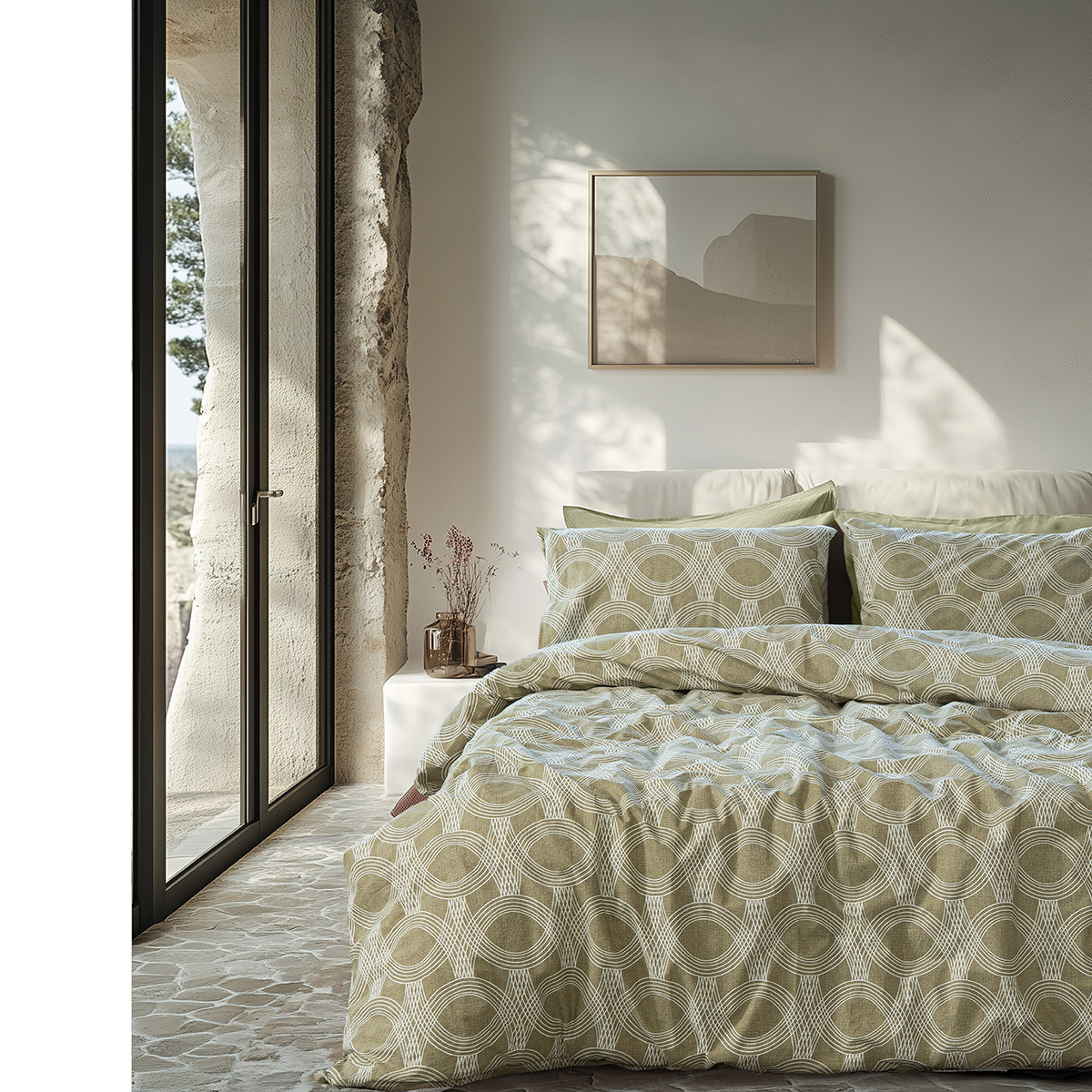 Beauty Home Σετ σεντόνια υπέρδιπλα με λάστιχο Glory Art 12377 170x200+32 Λαδί