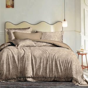 Beauty Home Σετ σεντόνια υπέρδιπλα με λάστιχο Memories Art 12690 165x200+30 Μόκα