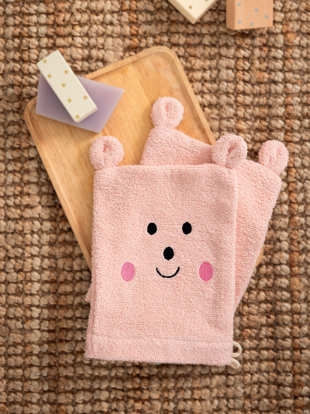 Palamaiki Σετ γάντια μπάνιου πετσετέ Baby Bath 17x23 BG100 PINK