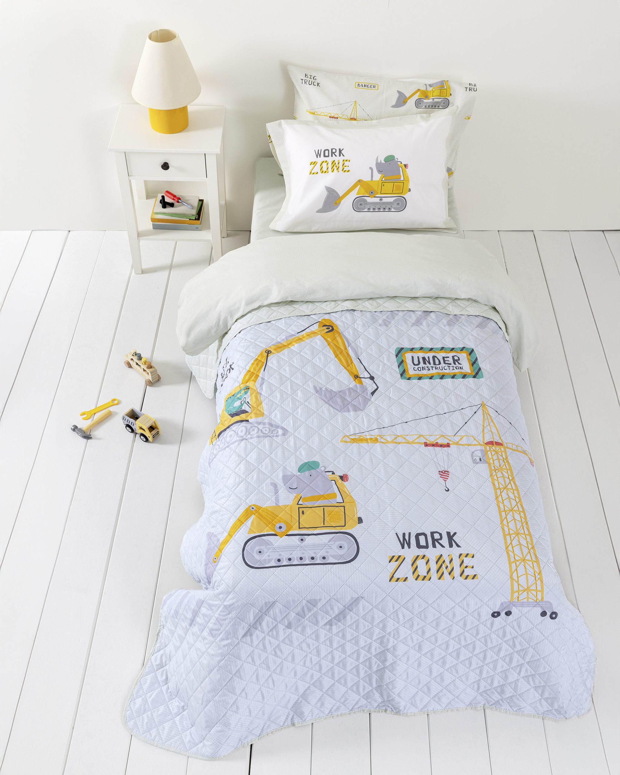 Nima Kids Κουβερλί Μονό 160x220 - Big Truck Γκρι, Κίτρινο