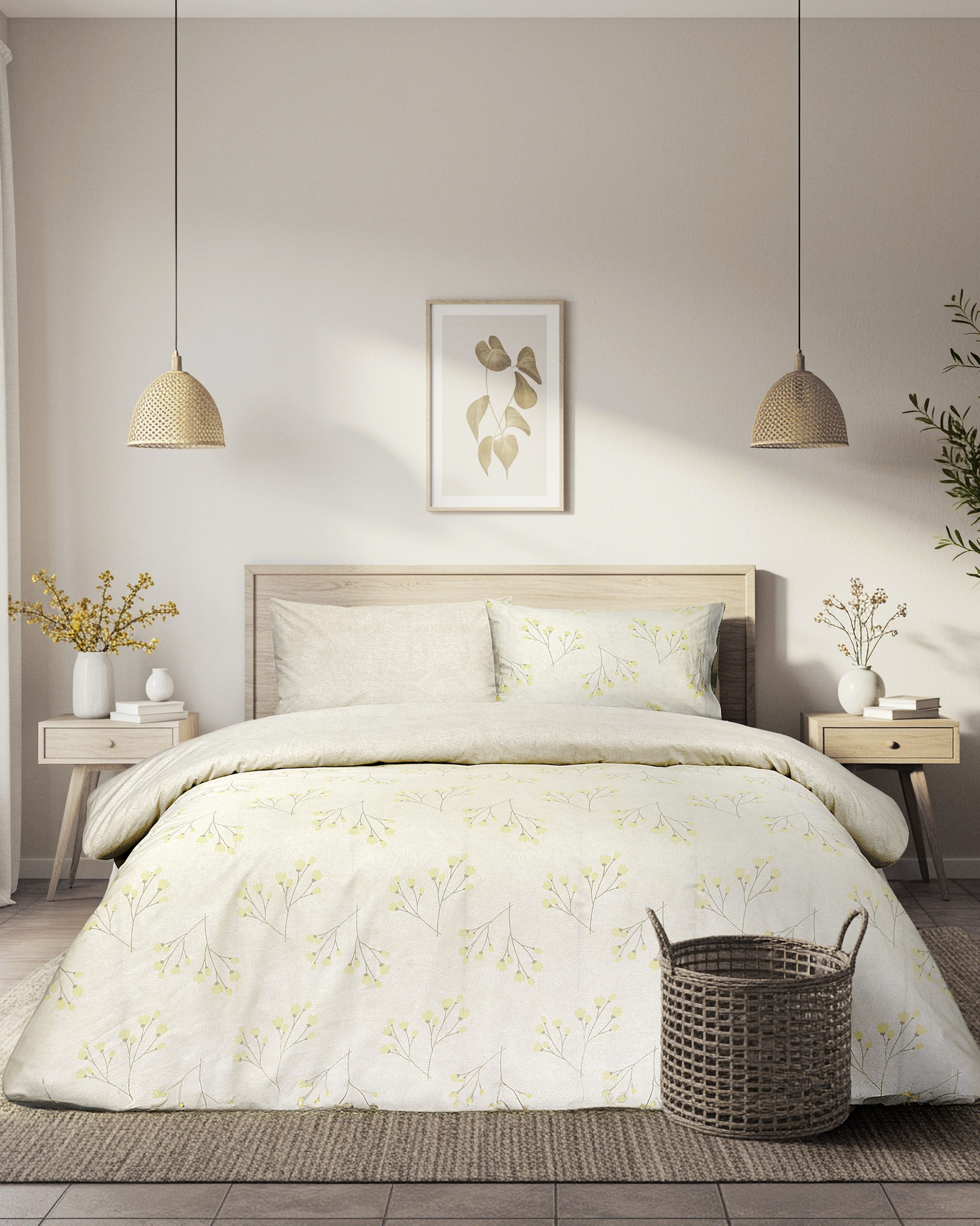 Kocoon Home Σετ Σεντόνια Υπέρδιπλα - Anelie Μπεζ, Κίτρινο