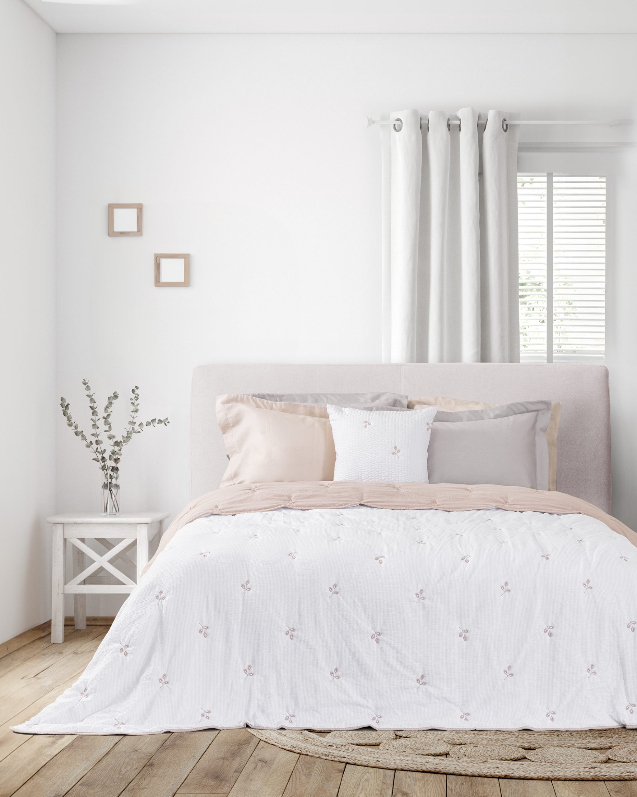Nima Home Κουβερλί Υπέρδιπλο 220x240 - Amelia Λευκό, Ροζ