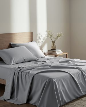 Nima Home Σεντόνι Υπέρδιπλο με Λάστιχο Unicolors - Medium Gray 165x205+35
