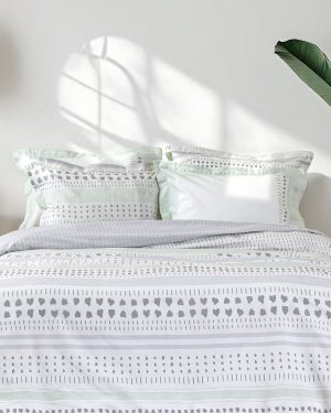 Nima Home Μαξιλαροθήκες Oxford Ferrano Μέντα, Λευκό, Γκρι