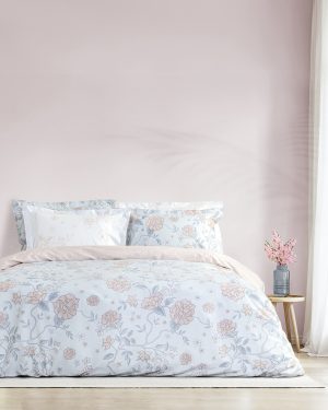 Nima Home Σετ Σεντόνια Διπλά - Floral Dream 220x260, 52x72, Σιέλ, Τιρκουάζ, Ροζ