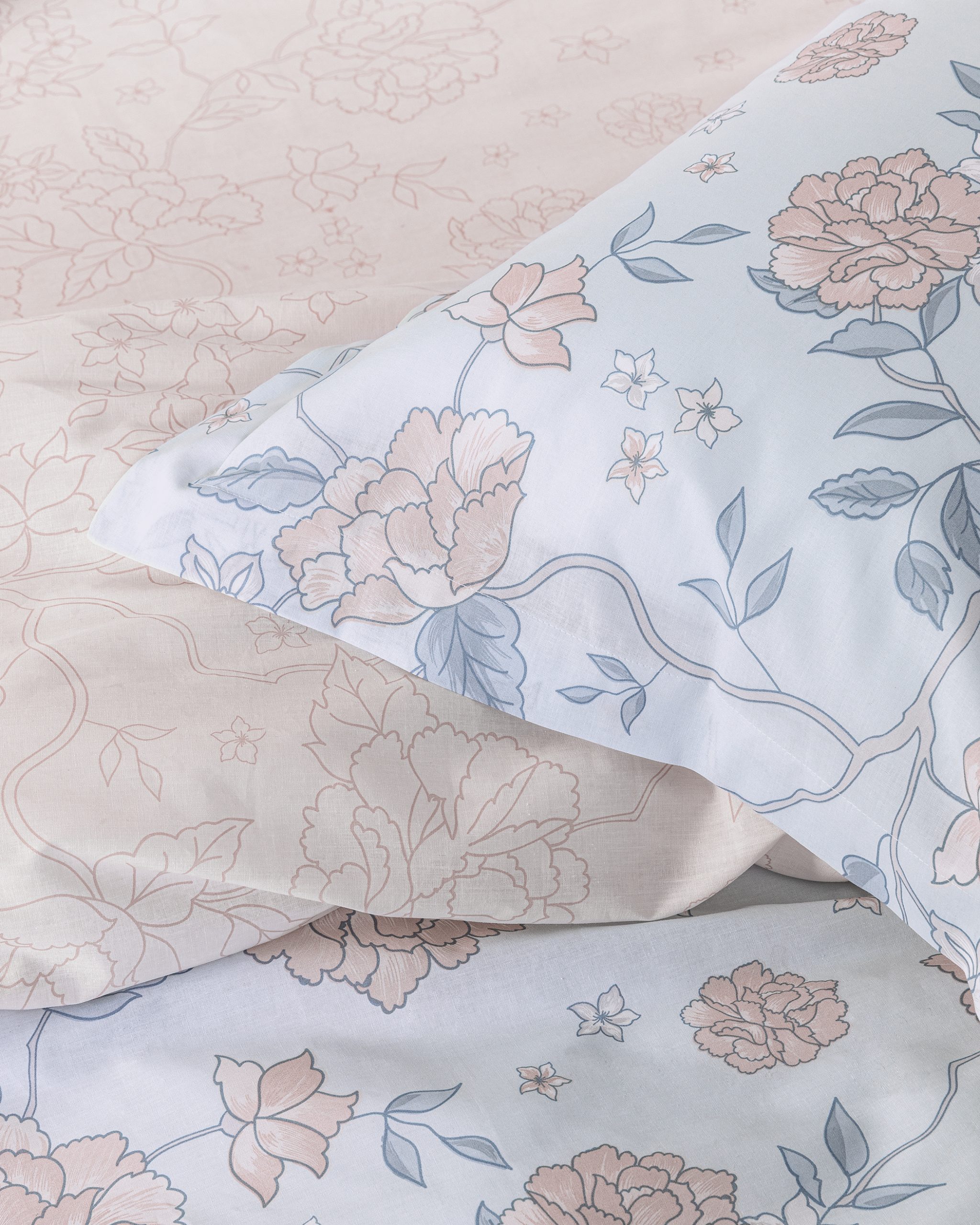 Nima Home Σετ Σεντόνια Διπλά - Floral Dream 220x260, 52x72, Σιέλ, Τιρκουάζ, Ροζ - Image 2