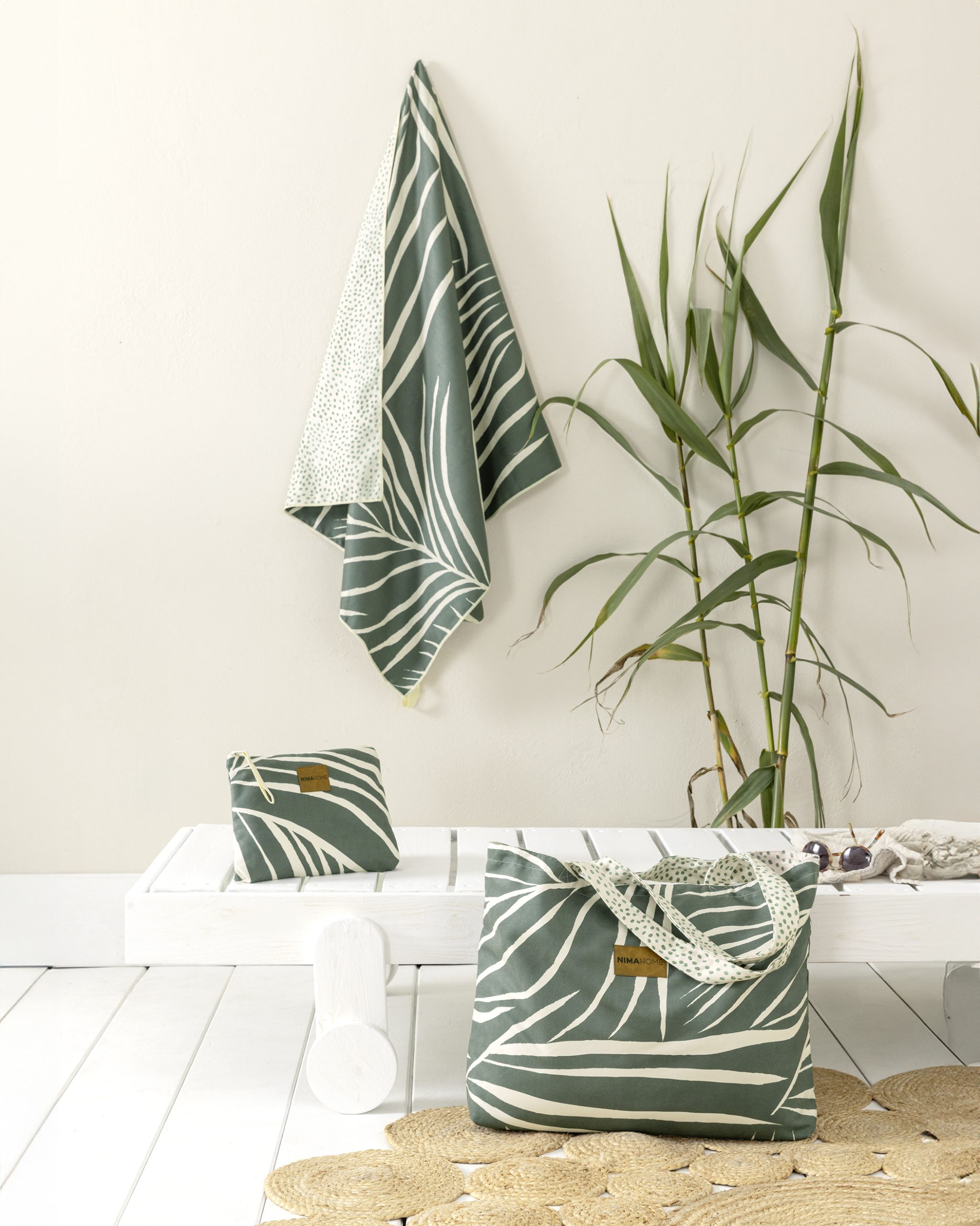 Nima Home Πετσέτα Θαλάσσης 80x160 - Botanical Πράσινο, Εκρού - Image 2