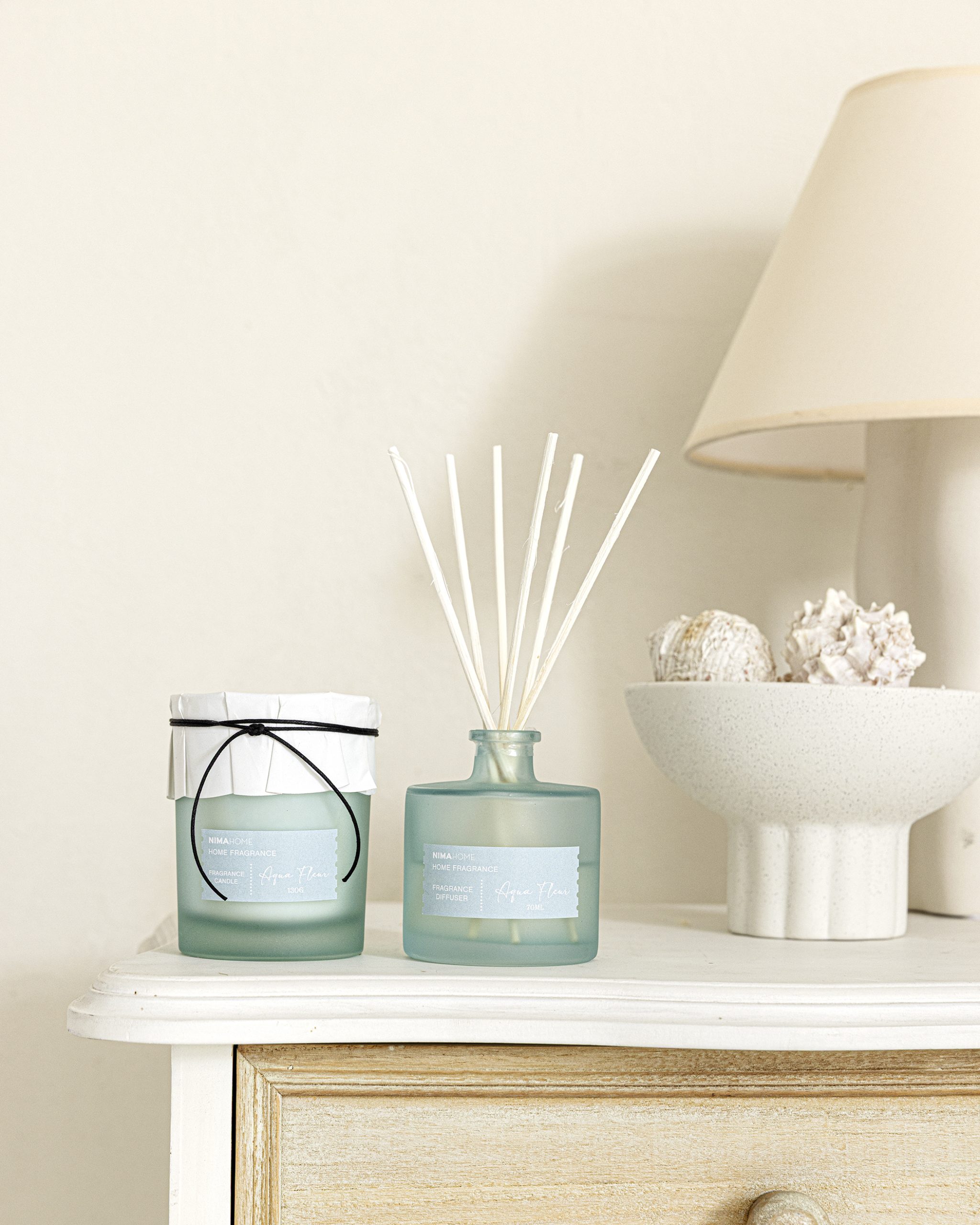 Nima Home Σετ Αρωματικό Χώρου με Στικ 100ml & Αρωματικό Κερί 130gr - Aqua Fleur