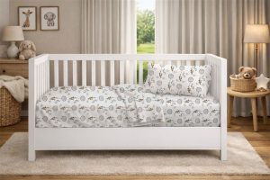 DIMcol Κατωσέντονο Με Λάστιχο bebe Floating Bunny 715 0,70X1,40X0,15 Grey 100% Cotton