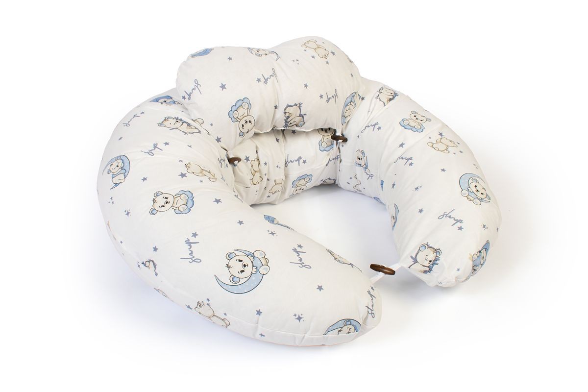 DIMcol Μαξιλάρι Εγκυμοσύνης - Θηλασμού 2 σε 1 bebe Bear's Nest 03 155x35x20 White-Sky Blue 100% Cotton - Image 2