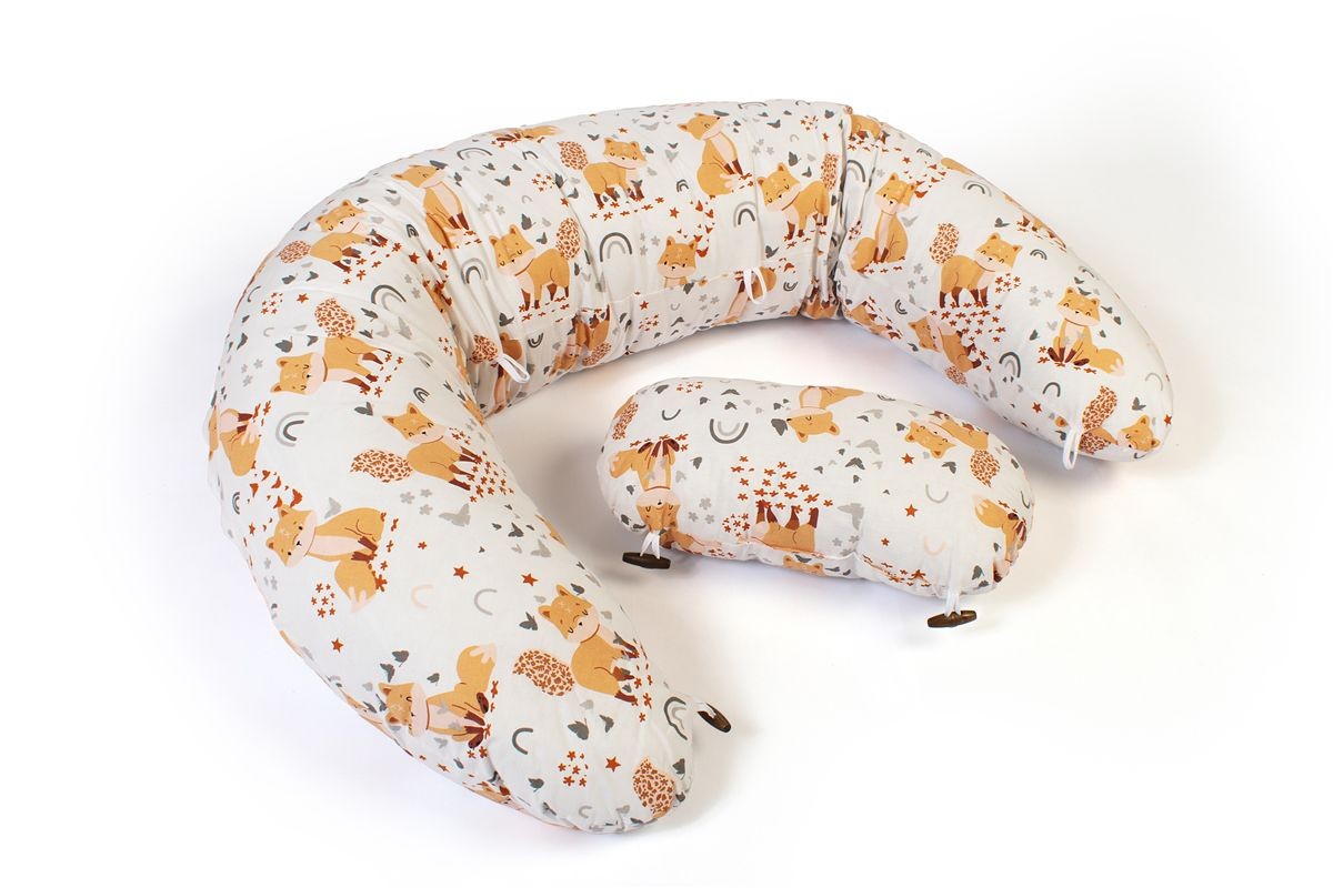 DIMcol Μαξιλάρι Εγκυμοσύνης - Θηλασμού 2 σε 1 bebe Cute Fox 02 155x35x20 White-Beige 100% Cotton