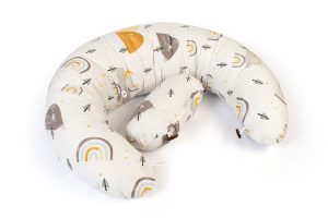 DIMcol Μαξιλάρι Εγκυμοσύνης - Θηλασμού 2 σε 1 bebe Rainbow 01 155x35x20 White-Grey 100% Cotton