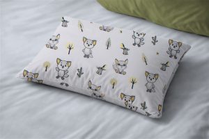 DIMcol Μαξιλαροθήκη Εμπριμέ bebe Baby Foxes 595 35X45 White-Grey 100% Cotton