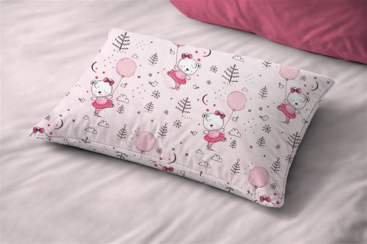 DIMcol Μαξιλαροθήκη Εμπριμέ bebe Ballerina Bear 598 35X45 Pink 100% Cotton