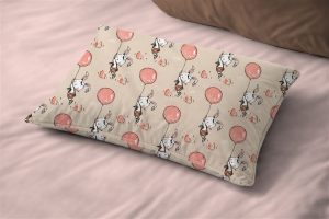 DIMcol Μαξιλαροθήκη Εμπριμέ bebe Floating Bunny 714 35X45 Beige-Salmon 100% Cotton