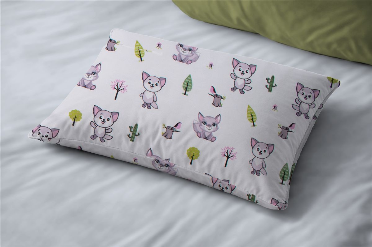 DIMcol Μαξιλαροθήκη Εμπριμέ kids Baby Foxes 594 50X70 White-Pastel Lilac 100% Cotton