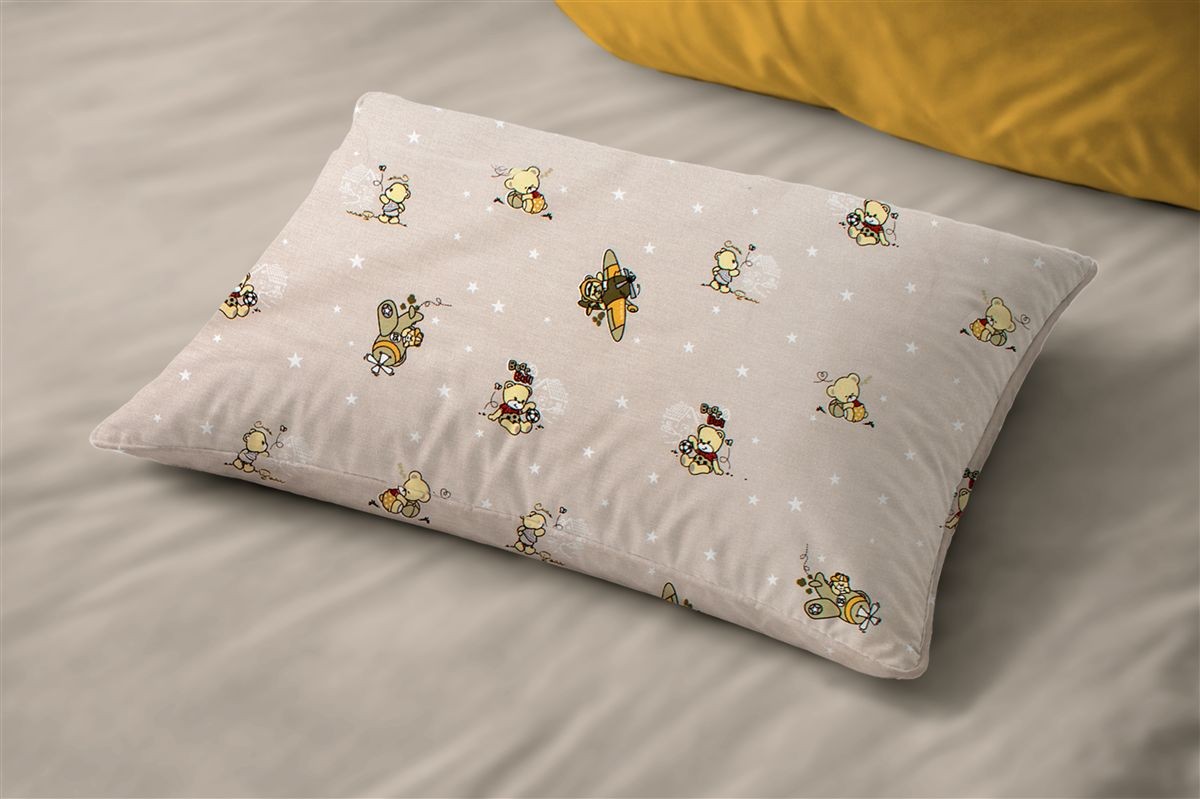 DIMcol Μαξιλαροθήκη Εμπριμέ kids Bear's Playtime 592 50X70 Beige 100% Cotton