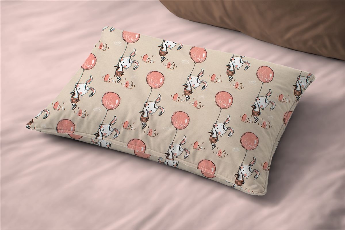 DIMcol Μαξιλαροθήκη Εμπριμέ kids Floating Bunny 714 50X70 Beige-Salmon 100% Cotton