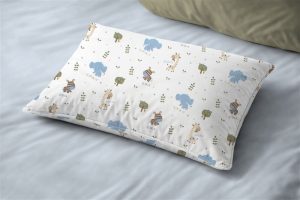 DIMcol Μαξιλαροθήκη Εμπριμέ kids Happy Safari 711 50X70 White-Sky Blue 100% Cotton