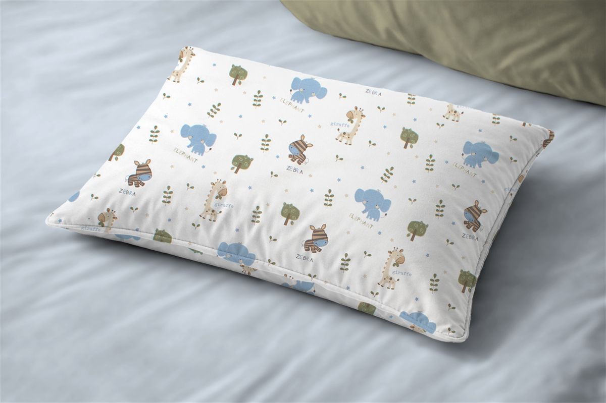 DIMcol Μαξιλαροθήκη Εμπριμέ kids Happy Safari 711 50X70 White-Sky Blue 100% Cotton