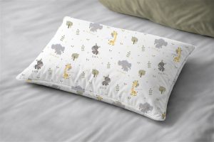 DIMcol Μαξιλαροθήκη Εμπριμέ kids Happy Safari 713 50X70 White-Grey 100% Cotton