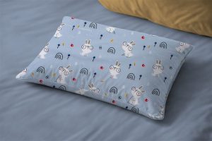 DIMcol Μαξιλαροθήκη Εμπριμέ kids Rabbit Garden 584 50X70 Sky Blue 100% Cotton