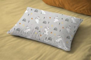 DIMcol Μαξιλαροθήκη Εμπριμέ kids Rabbit Garden 586 50X70 Grey 100% Cotton