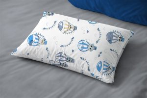 DIMcol Μαξιλαροθήκη Εμπριμέ kids The Floating Zoo 596 50X70 White-Blue 100% Cotton